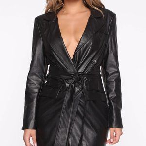 Fashion Nova “I'm Bossy” Faux Leather Blazer Dress